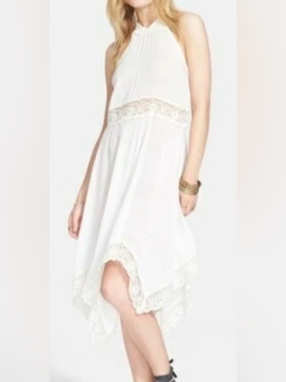 Intimately by Free People "Go Lightly" Handkerchief Hem Midi Dress Size Large